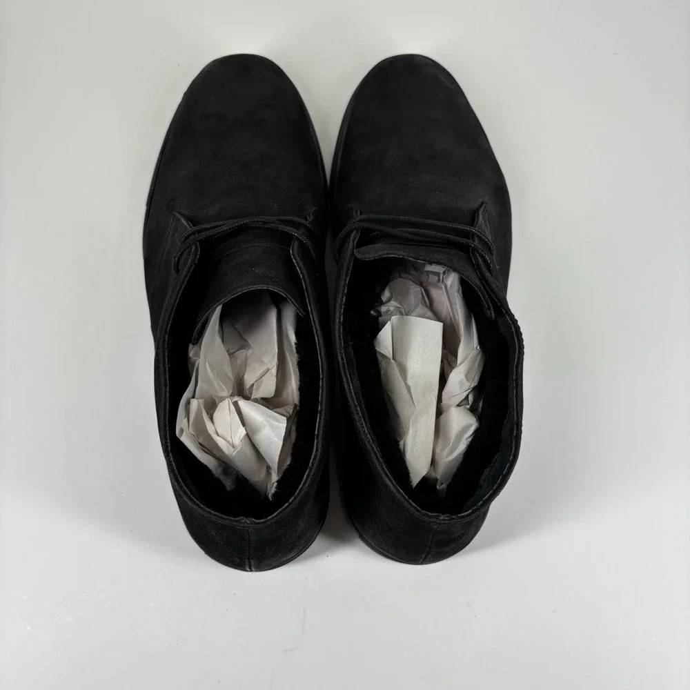 Banana Republic Men's US 9.5M Black Leather Shearling-Lined Comfort Chukka Boots
